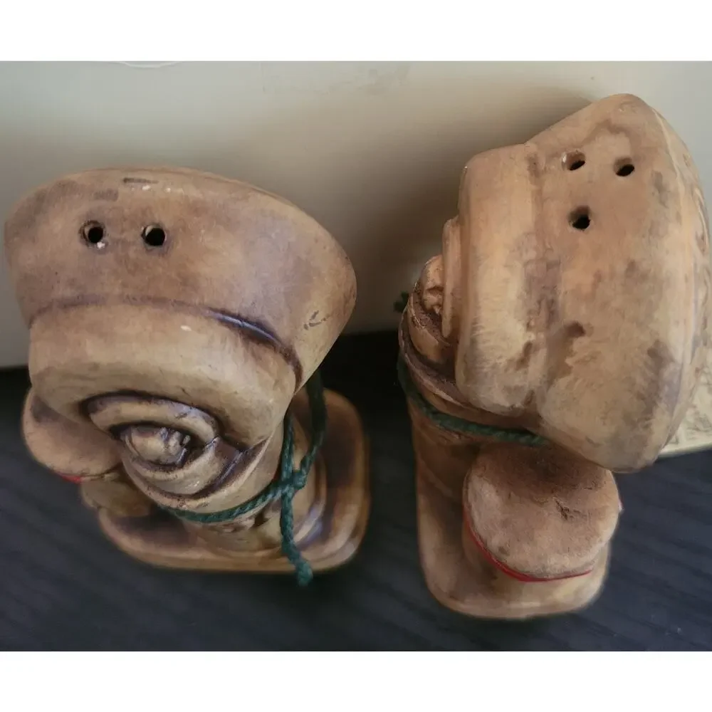 Vtg Candlestick Telephone Salt & Pepper Shakers 1800s Style Brown Ceramic